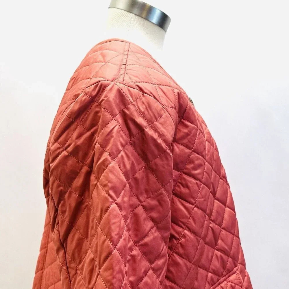 NWT CROFT & BARROW Women Button Down Quilted Orange Jacket Lightweight PXL - Picture 7 of 14